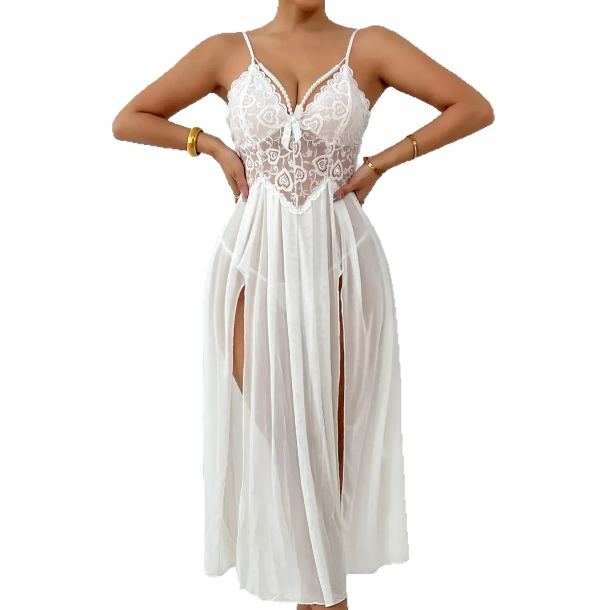 New Style Sexy Lingerie Mesh Dress See-through Sexy Nightgown High Slit Camisole Nightdress For Women Thin Style Long Dress Y6B1
New Style Sexy Lingerie Mesh Dress See-through Sexy Nightgown High Slit Camisole Nightdress For Women Thin Style Long Dress Y6B1