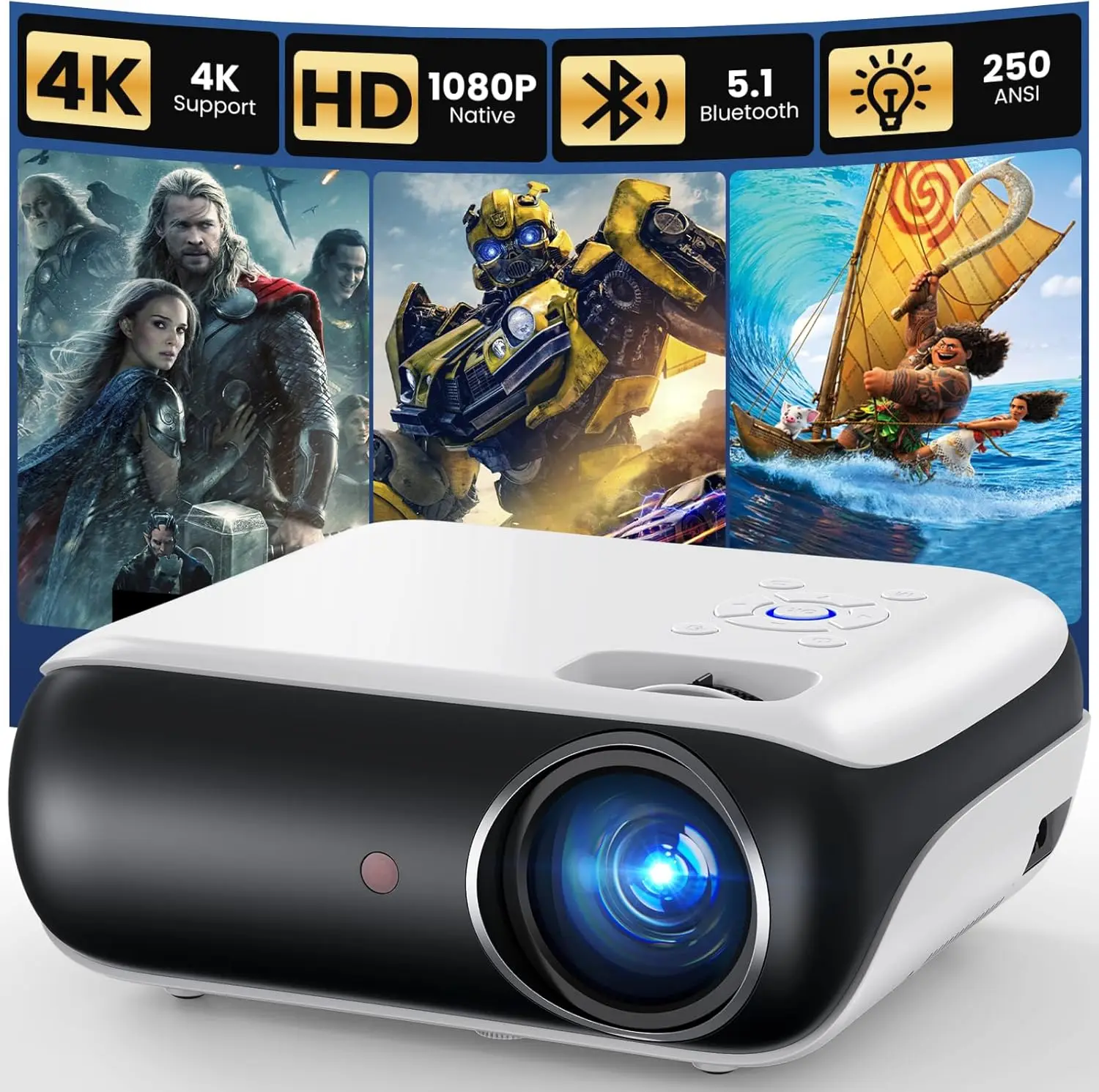 1080P Bluetooth Mini Projector, Full HD Portable Outdoor Movie with Built-in Speaker, Compatible Smartphone HDMI USB AV
1080P Bluetooth Mini Projector, Full HD Portable Outdoor Movie with Built-in Speaker, Compatible Smartphone HDMI USB AV
