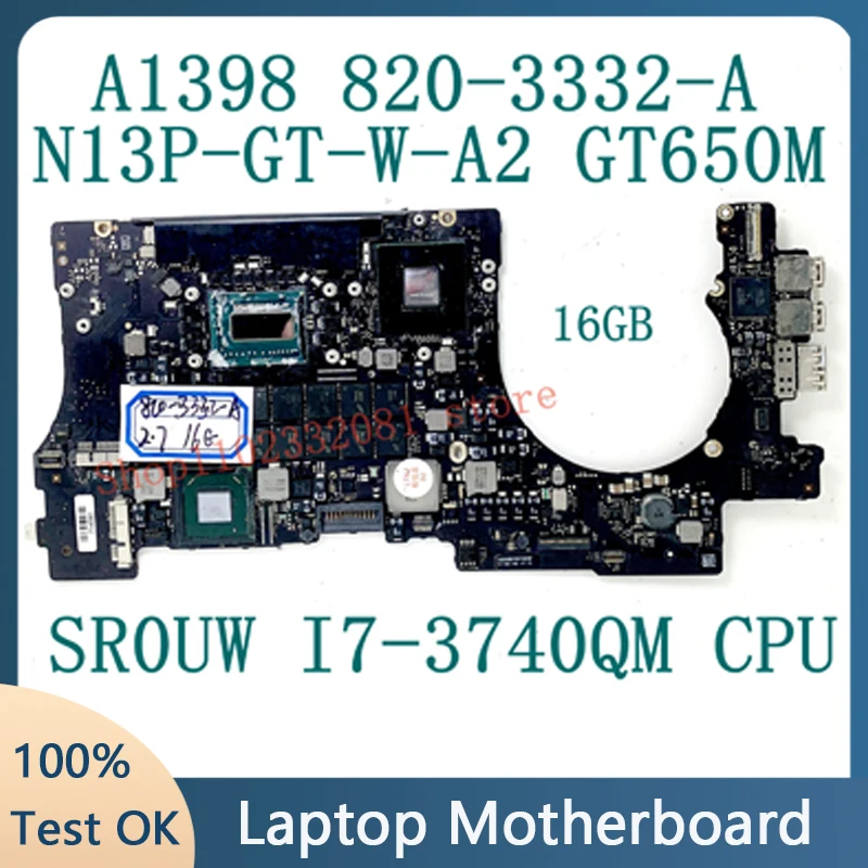 820-3332-A 2,7 ГГц 16 ГБ для APPLE Macbook Pro 15 дюймов A1398 материнская плата N13P-GT-W-A2 GT650M с процессором SR0UW I7-3740QM 100% тестирование
820-3332-A 2,7 ГГц 16 ГБ для APPLE Macbook Pro 15 дюймов A1398 материнская плата N13P-GT-W-A2 GT650M с процессором SR0UW I7-3740QM 100% тестирование