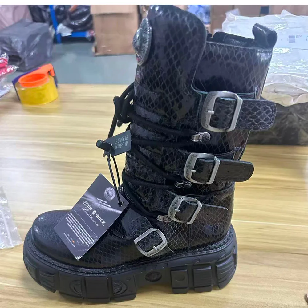 Men's Fashion Genuine Leather Motorcycle Boots Snake Pattern Goth Skull Punk Thick Sole Western Boots Metal Buckle Strap
Men's Fashion Genuine Leather Motorcycle Boots Snake Pattern Goth Skull Punk Thick Sole Western Boots Metal Buckle Strap