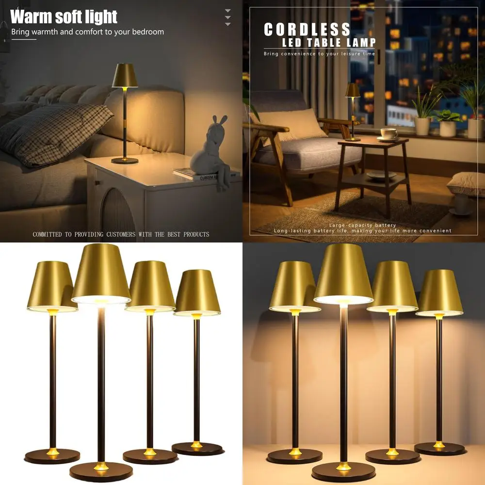 Набор из 4 беспроводных настольных LED-ламп - аккумулятор 5000 мАч, 3 уровня яркости, металлический дизайн в золотом и черном цветах
Набор из 4 беспроводных настольных LED-ламп - аккумулятор 5000 мАч, 3 уровня яркости, металлический дизайн в золотом и черном цветах