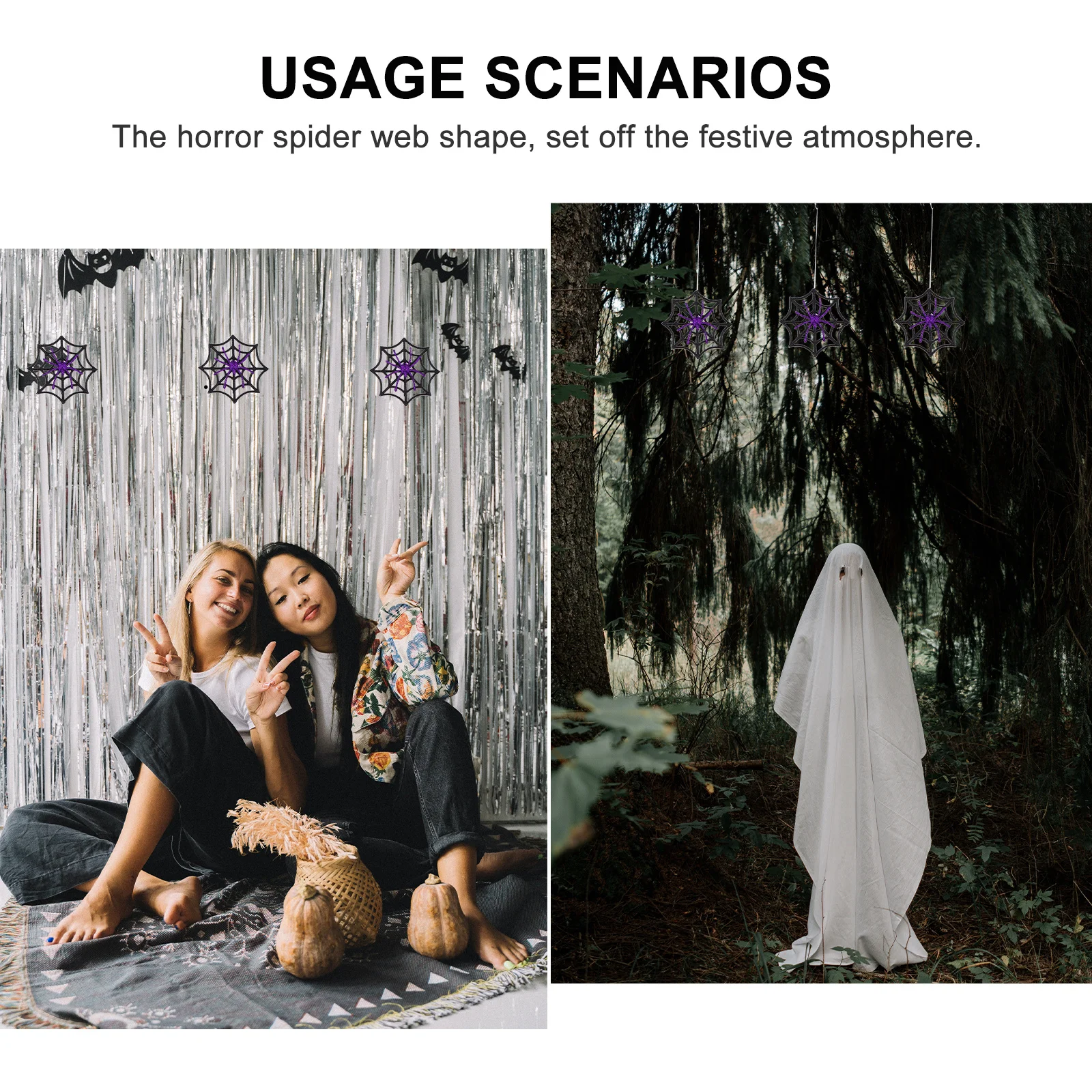 12 pcs Flash Powder Spider Web Halloween Decorative Cobwebs Unique Fake Spiders Realistic Party Decorations For Haunted House
12 pcs Flash Powder Spider Web Halloween Decorative Cobwebs Unique Fake Spiders Realistic Party Decorations For Haunted House