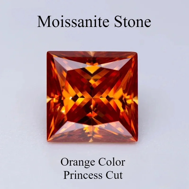 Moissanite Stone Princess Cut Orange Color Gemstone Lab Grown Diamond Woman Charms Jewelry Making Materials With GRA Certificate
Moissanite Stone Princess Cut Orange Color Gemstone Lab Grown Diamond Woman Charms Jewelry Making Materials With GRA Certificate