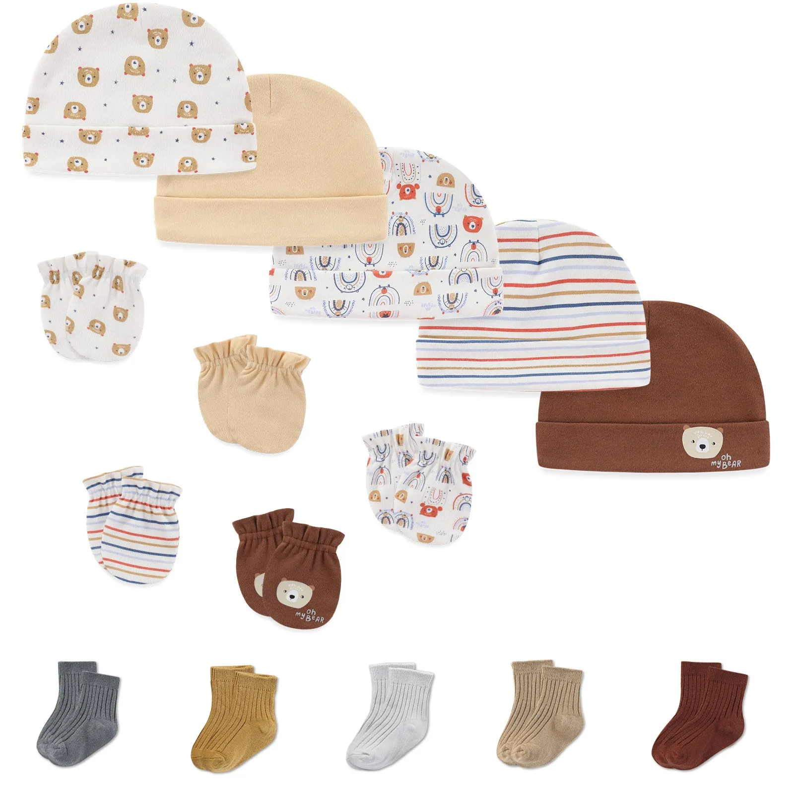 15Pieces Newborn Baby Boy Girl Hats+Gloves+Socks Sets Print 100%Cotton Headwear Solid Color 0-6M Infant Supplies Accessories
15Pieces Newborn Baby Boy Girl Hats+Gloves+Socks Sets Print 100%Cotton Headwear Solid Color 0-6M Infant Supplies Accessories