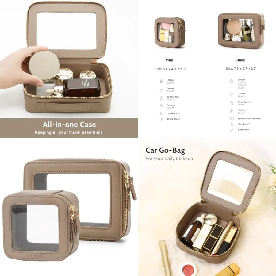 Clear Makeup Bag Set (2-Piece Mini & Midi) - Travel Toiletry Organizer for Women, Waterproof Cosmetic Pouch & Car Accessory for Travel Size Toiletries, Taupe
Clear Makeup Bag Set (2-Piece Mini & Midi) - Travel Toiletry Organizer for Women, Waterproof Cosmetic Pouch & Car Accessory for Travel Size Toiletries, Taupe