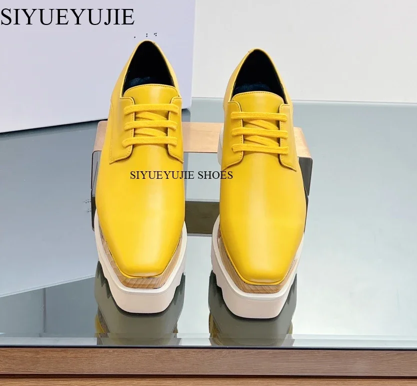 British Genuine Leather Vintage Lace Up Star Embroidered Wedge Pumps Platform Shoes Woman Street Thick-Sole High Heels Shoes
British Genuine Leather Vintage Lace Up Star Embroidered Wedge Pumps Platform Shoes Woman Street Thick-Sole High Heels Shoes