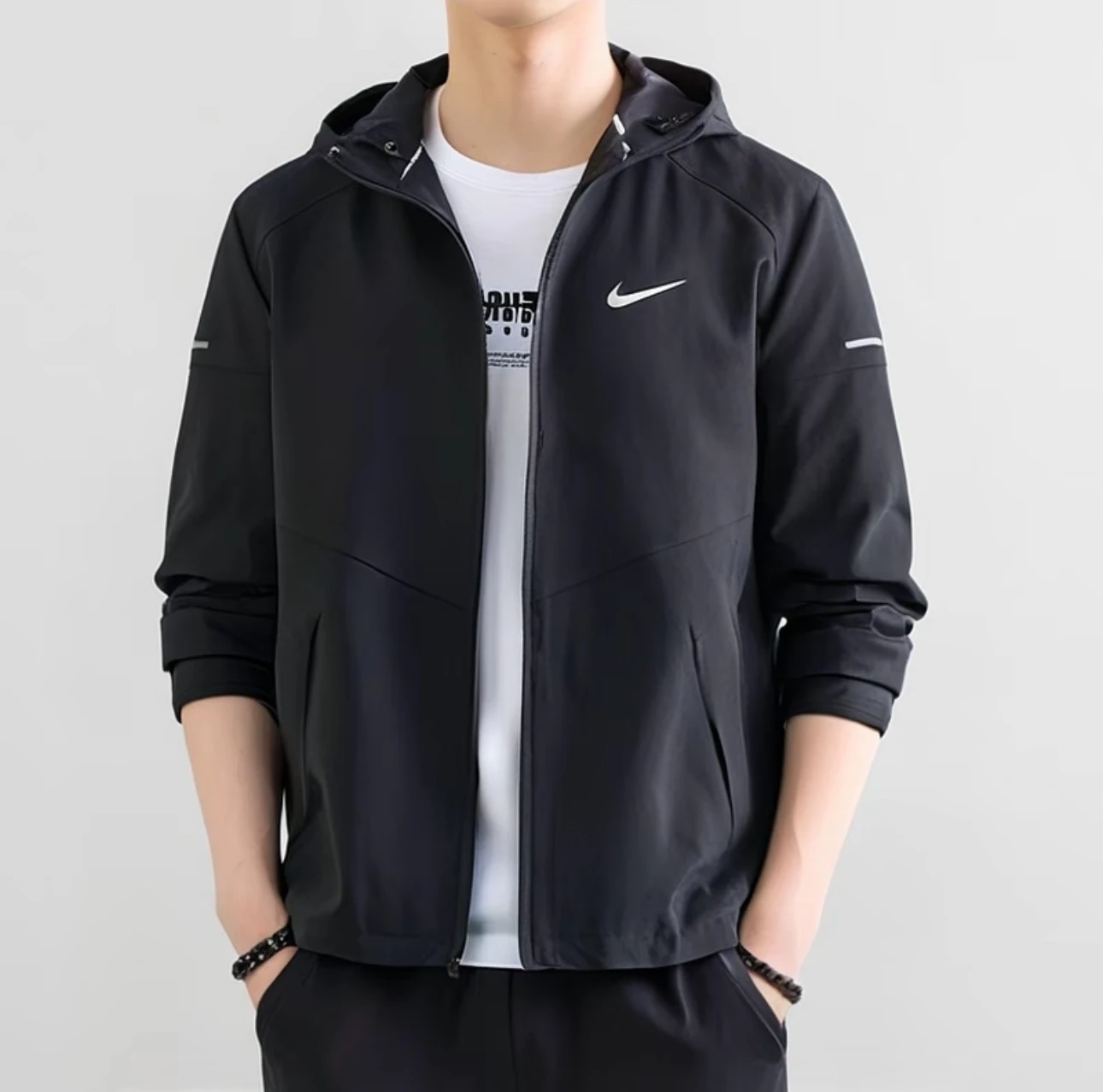 Nike Reflective Logo Printed Woven Sports Hoodie Jacket Spring Men's Black
Nike Reflective Logo Printed Woven Sports Hoodie Jacket Spring Men's Black