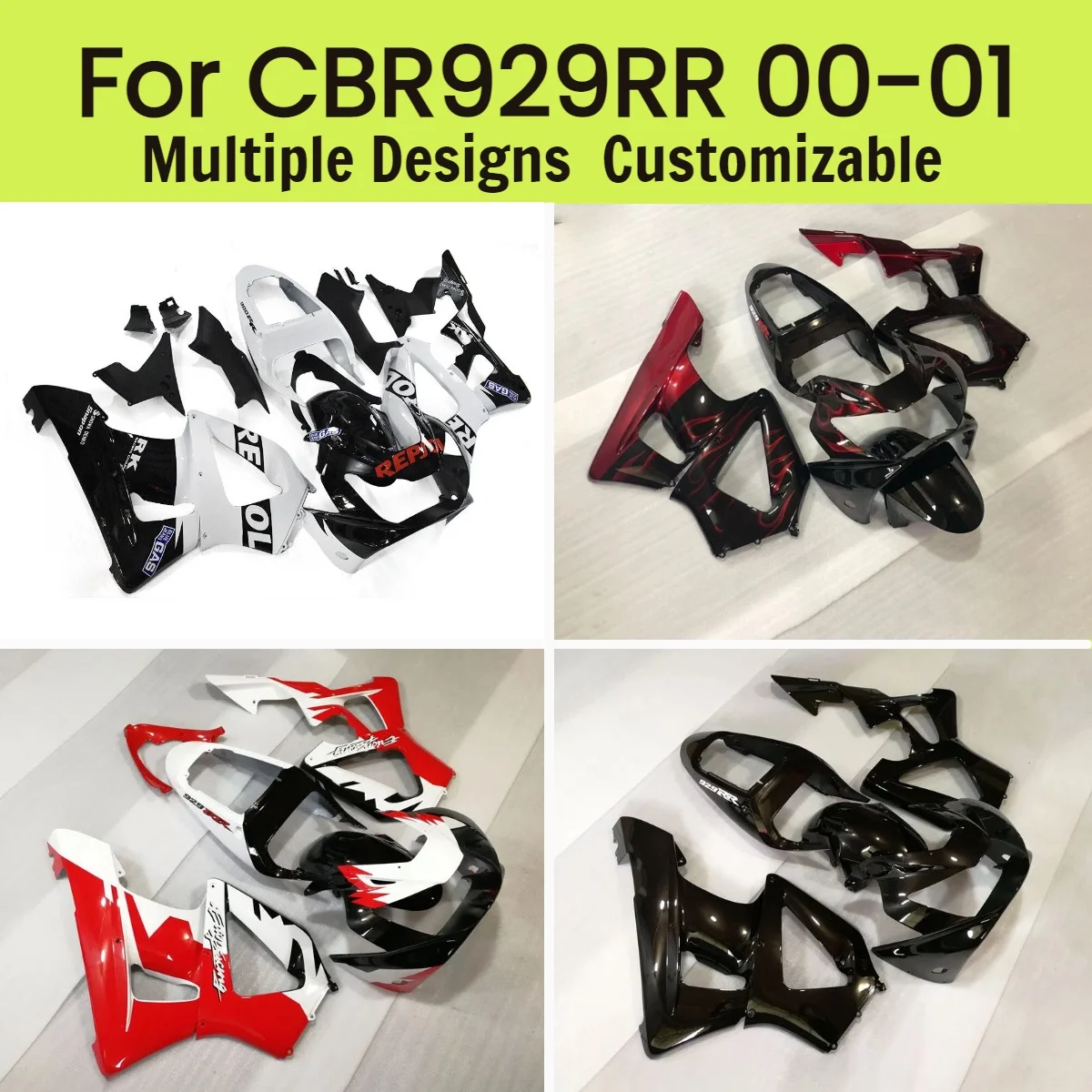 Комплект обтекателей для мотоцикла Honda CBR929RR 2000-2001 годов, индивидуальный дизайн, для переоборудования
Комплект обтекателей для мотоцикла Honda CBR929RR 2000-2001 годов, индивидуальный дизайн, для переоборудования