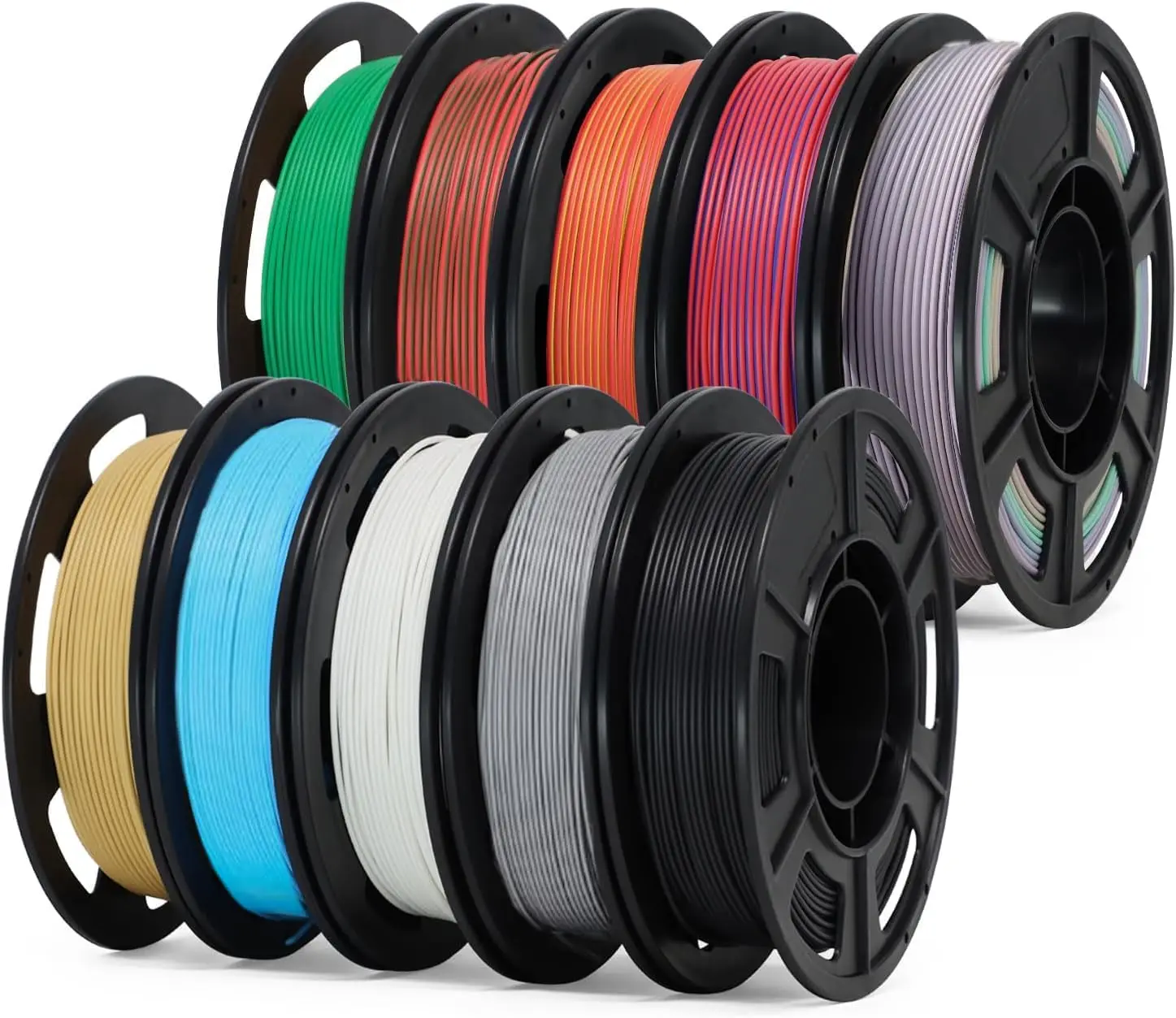 Matte PLA 3D Printer Filament 1.75mm Bundle, Low Gloss & No Sanding Needed, Smooth Extrusion, Easy Support Removal, 10×250g Spools (2.5kg Total), 10 Colors Pack
Matte PLA 3D Printer Filament 1.75mm Bundle, Low Gloss & No Sanding Needed, Smooth Extrusion, Easy Support Removal, 10×250g Spools (2.5kg Total), 10 Colors Pack