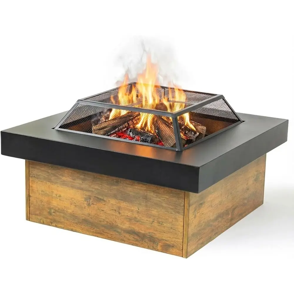 Firepits for Outside, Wood Burning Fire Pit with Wood-Grain Side Panels, Firepit for Outside with Mesh Cover & Fire Poker, Squar
Firepits for Outside, Wood Burning Fire Pit with Wood-Grain Side Panels, Firepit for Outside with Mesh Cover & Fire Poker, Squar