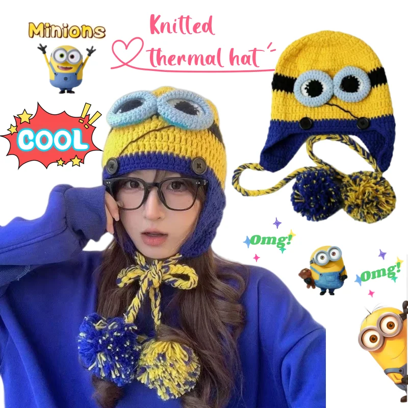 Minions knitted hat cartoon cute autumn and winter windproof and warm, quirky wool hat creative versatile personalized beanie
Minions knitted hat cartoon cute autumn and winter windproof and warm, quirky wool hat creative versatile personalized beanie
