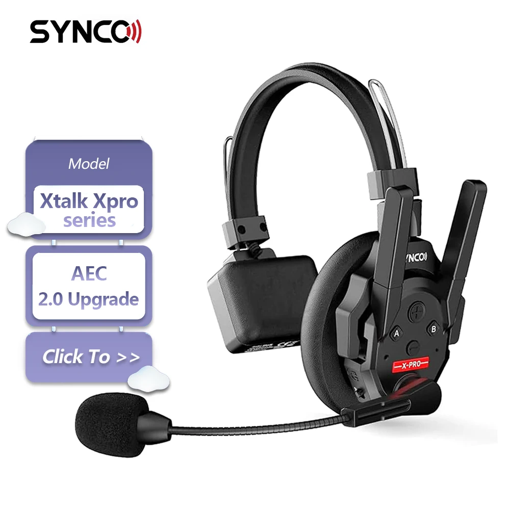 SYNCO Xtalk Xpro1 XPro2 Xpro5 Xpro9 Xpro13 2.4GHz Wireless Intercom Headset System with Single Ear Headset for Meeting Recording
SYNCO Xtalk Xpro1 XPro2 Xpro5 Xpro9 Xpro13 2.4GHz Wireless Intercom Headset System with Single Ear Headset for Meeting Recording
