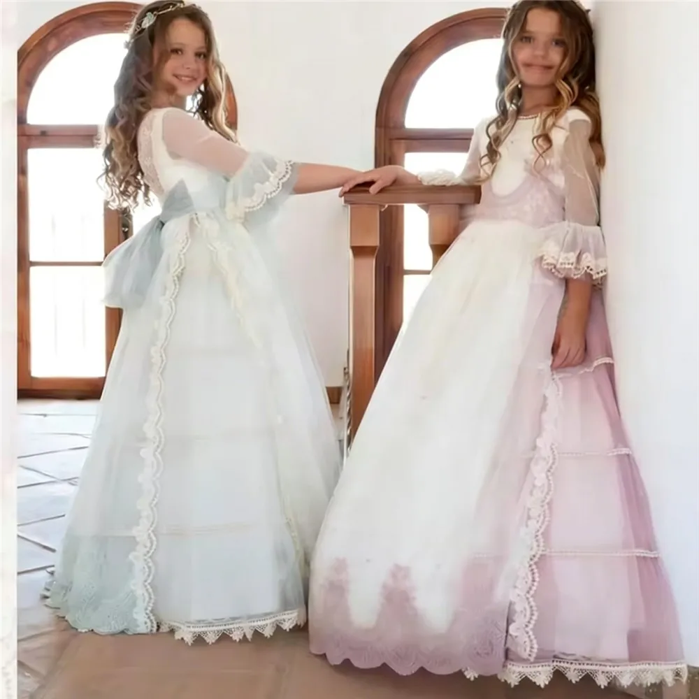Elegant Idyllic Flower Girl Wedding Dress Lace Appliques for Kids Birthday Party Dress First Communion Gown
Elegant Idyllic Flower Girl Wedding Dress Lace Appliques for Kids Birthday Party Dress First Communion Gown