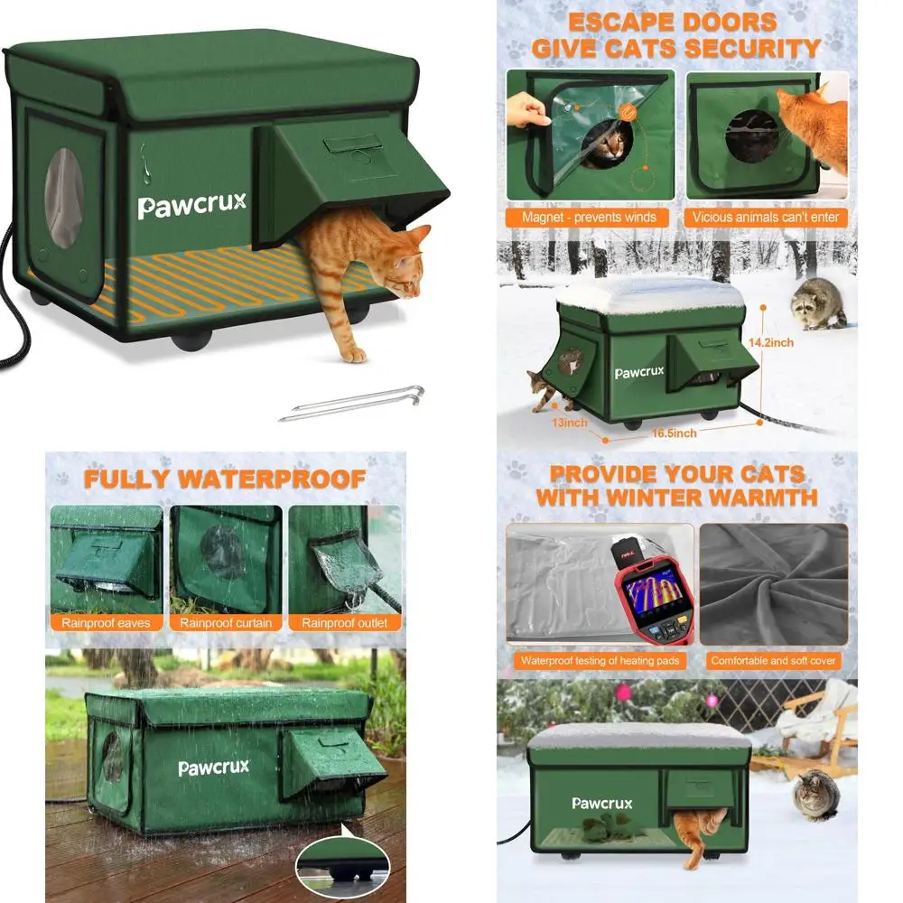 Outdoor Winter Insulated Heated Cat House with Safe Entry for Stray Kitty Comfort
Outdoor Winter Insulated Heated Cat House with Safe Entry for Stray Kitty Comfort