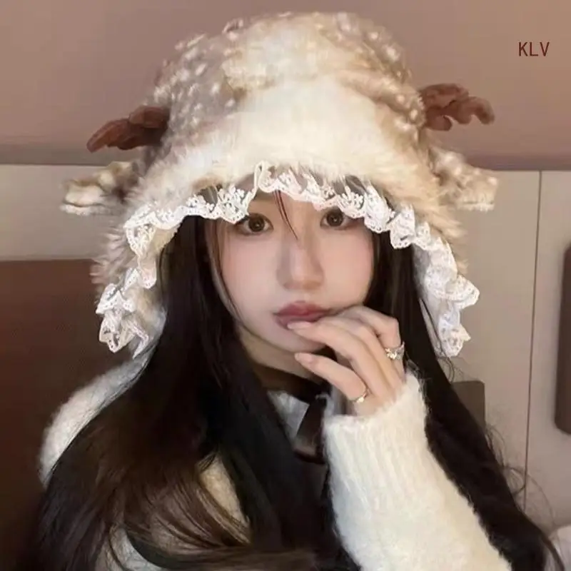 Girls Elk Spotted Ear Hat Winter Student Outdoor Cycling Skiing Climbing Hat Cold Weather Lace Trim Trapper Hat
Girls Elk Spotted Ear Hat Winter Student Outdoor Cycling Skiing Climbing Hat Cold Weather Lace Trim Trapper Hat