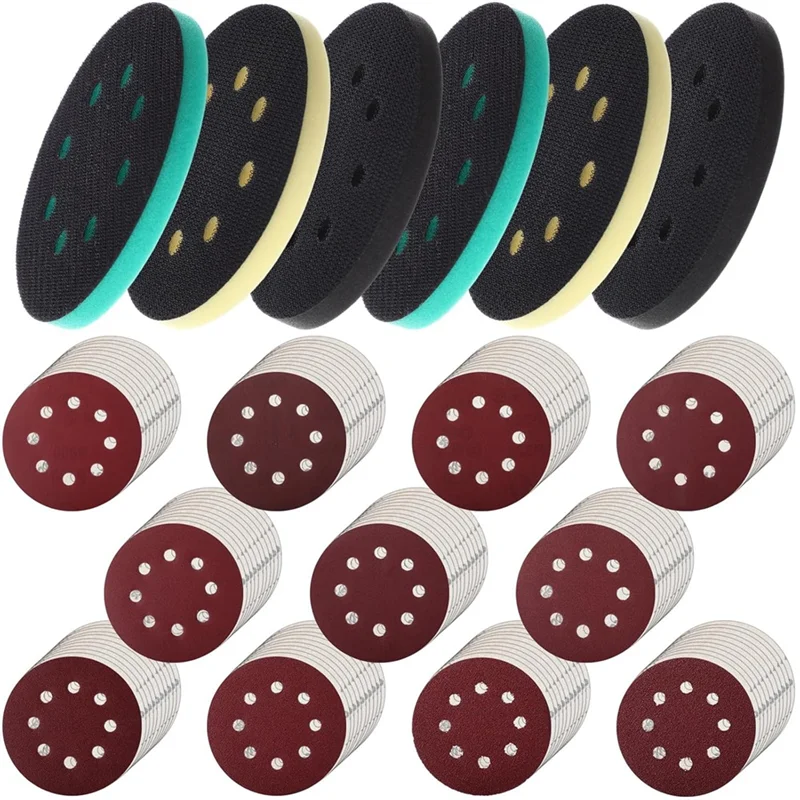 BHTS-116Pcs 5 Inch 8 Holes Hook And Loop Orbital Sander Foam Pads And Sanding Discs 110Pcs Red Sanding Discs, 40 To 600 Grit
BHTS-116Pcs 5 Inch 8 Holes Hook And Loop Orbital Sander Foam Pads And Sanding Discs 110Pcs Red Sanding Discs, 40 To 600 Grit