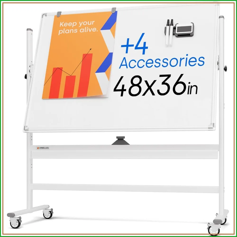 Rolling Dry Erase Board 48x36 - Large Portable Magnetic Whiteboard with Stand - Double Sided Easel Style with Wheels for Office, Classroom & Home
Rolling Dry Erase Board 48x36 - Large Portable Magnetic Whiteboard with Stand - Double Sided Easel Style with Wheels for Office, Classroom & Home
