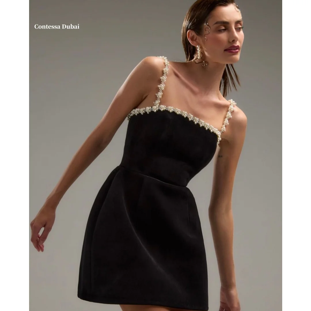Contessa Customized Prom Dress robes de soirée Evening Dresses Black Pearl Strap A Line Mini Formal Dress For Women Cocktail
Contessa Customized Prom Dress robes de soirée Evening Dresses Black Pearl Strap A Line Mini Formal Dress For Women Cocktail
