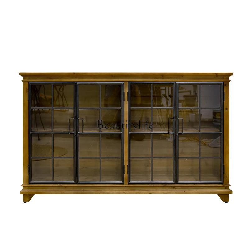 Retro solid wood home high definition glass door display cabinet integrated housekeeping storage side cabinet against the wall
Retro solid wood home high definition glass door display cabinet integrated housekeeping storage side cabinet against the wall