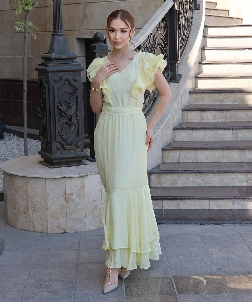 Customized Exquisite Chiffon Pleat Ruffle A-line V-neck Midi Dresses Bespoke Occasion Celebrity Chinese Style Pastrol
Customized Exquisite Chiffon Pleat Ruffle A-line V-neck Midi Dresses Bespoke Occasion Celebrity Chinese Style Pastrol