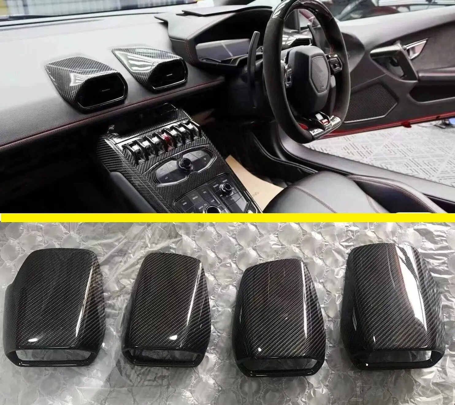 Real Carbon Fiber Car Air Vent AC Outlet Trims Cover Set For Lamborghini Huracan LP610 LP580
Real Carbon Fiber Car Air Vent AC Outlet Trims Cover Set For Lamborghini Huracan LP610 LP580