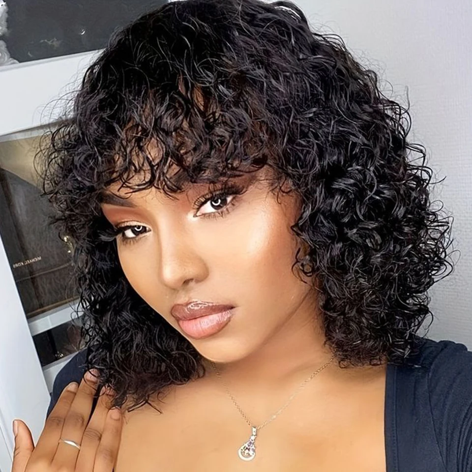 Short Jerry Curly Pixie Bob Cut Human Hair Wigs With Bangs For Women Peruvian Curl Highlight Honey Water Wave Human Hair Wigs
Short Jerry Curly Pixie Bob Cut Human Hair Wigs With Bangs For Women Peruvian Curl Highlight Honey Water Wave Human Hair Wigs