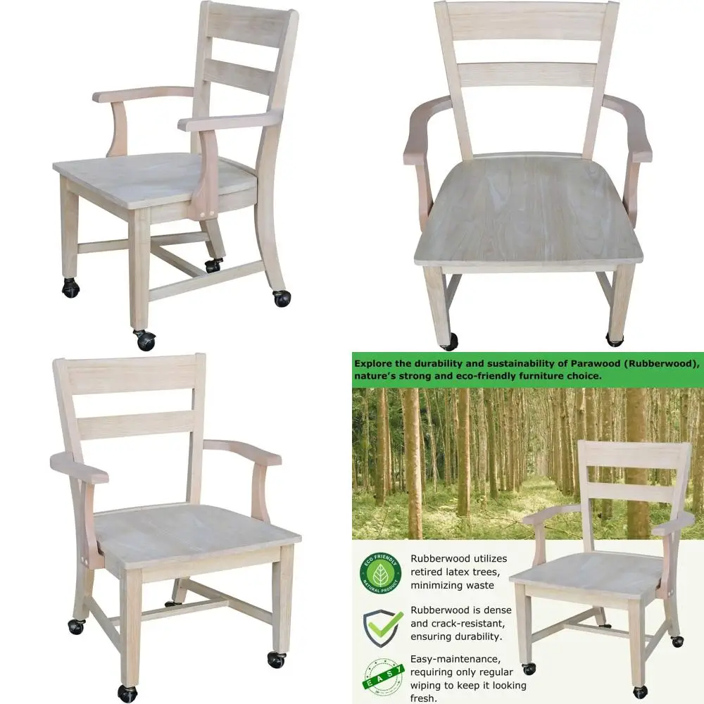 Durable Wooden Dining Chair on Casters, Unfinished, Supports 225lbs, Real Wood, Sturdy, DIY-Friendly, Ready for Paint or Stain
Durable Wooden Dining Chair on Casters, Unfinished, Supports 225lbs, Real Wood, Sturdy, DIY-Friendly, Ready for Paint or Stain