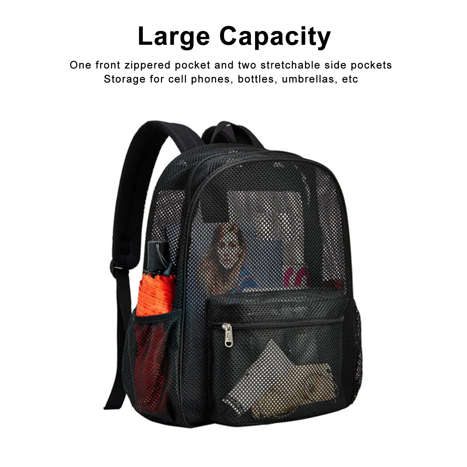 Mesh Bag, Mesh Backpack Heavy Duty Lightweight Large Capacity Washable See Through Backpack for Swimming Beach Sports
Mesh Bag, Mesh Backpack Heavy Duty Lightweight Large Capacity Washable See Through Backpack for Swimming Beach Sports