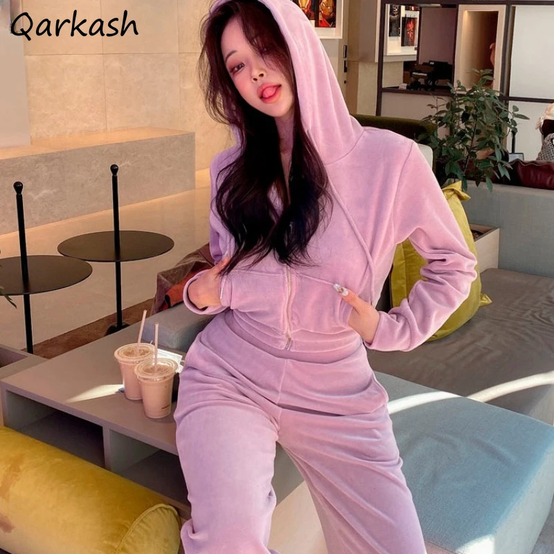 Age-reducing Sets Women Wide Leg Pants Zipper Hooded Hoodies Velvet Crop Tops Simple BF Streetwear Korean Fashion Spring Ins
Age-reducing Sets Women Wide Leg Pants Zipper Hooded Hoodies Velvet Crop Tops Simple BF Streetwear Korean Fashion Spring Ins