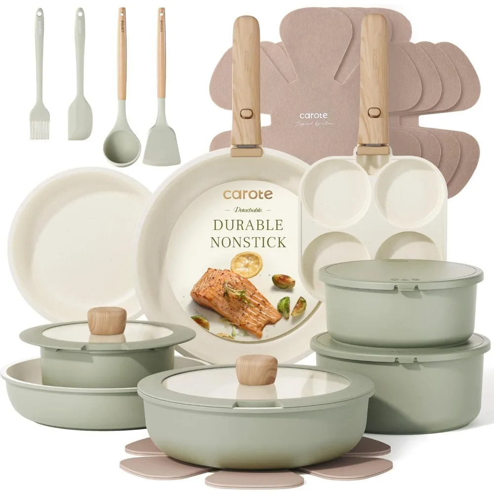 25pcs Pots and Pans Set Non Stick, Cookware Sets, Kitchen Set, Oven/Dishwasher/Fridge Safe, Space Saving Pots Set, Nonstick Set
25pcs Pots and Pans Set Non Stick, Cookware Sets, Kitchen Set, Oven/Dishwasher/Fridge Safe, Space Saving Pots Set, Nonstick Set