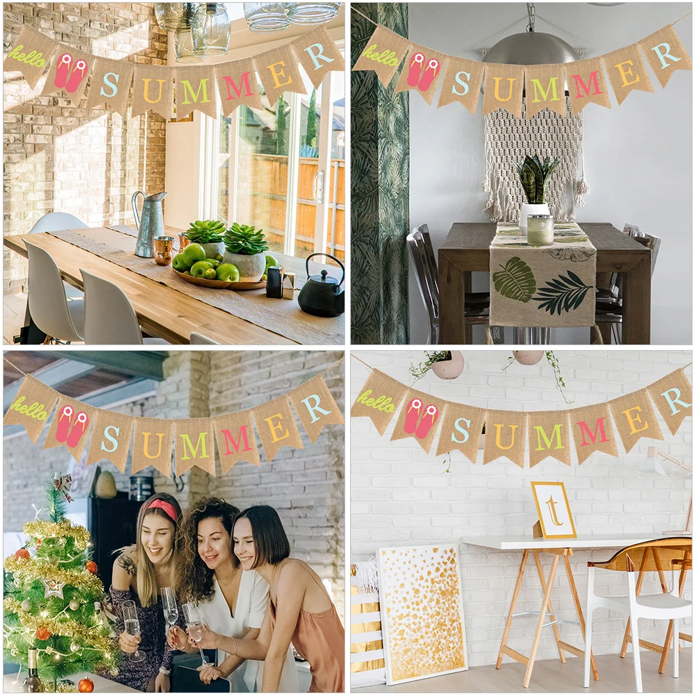 Linen Banner for Summer Beach Party Colorful Pennant Flags Hawaiian Supplies Reusable Decorations Easy Assemble Moving Banner
Linen Banner for Summer Beach Party Colorful Pennant Flags Hawaiian Supplies Reusable Decorations Easy Assemble Moving Banner