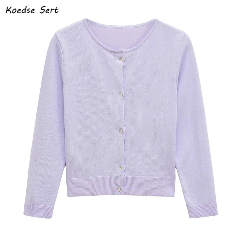 2025 Autumn CHIC Women O Neck Button-through Front Short Cardigan Retro Knitted Sweater Long sleeve Slim Jumper Lavender
2025 Autumn CHIC Women O Neck Button-through Front Short Cardigan Retro Knitted Sweater Long sleeve Slim Jumper Lavender