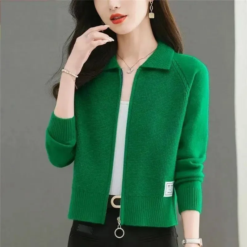 Spring Autumn Women Knitted Cardigan Sweater Fashion Lapel Jacket Small Fragrance Style Knitted Short Zipper Coat Top
Spring Autumn Women Knitted Cardigan Sweater Fashion Lapel Jacket Small Fragrance Style Knitted Short Zipper Coat Top