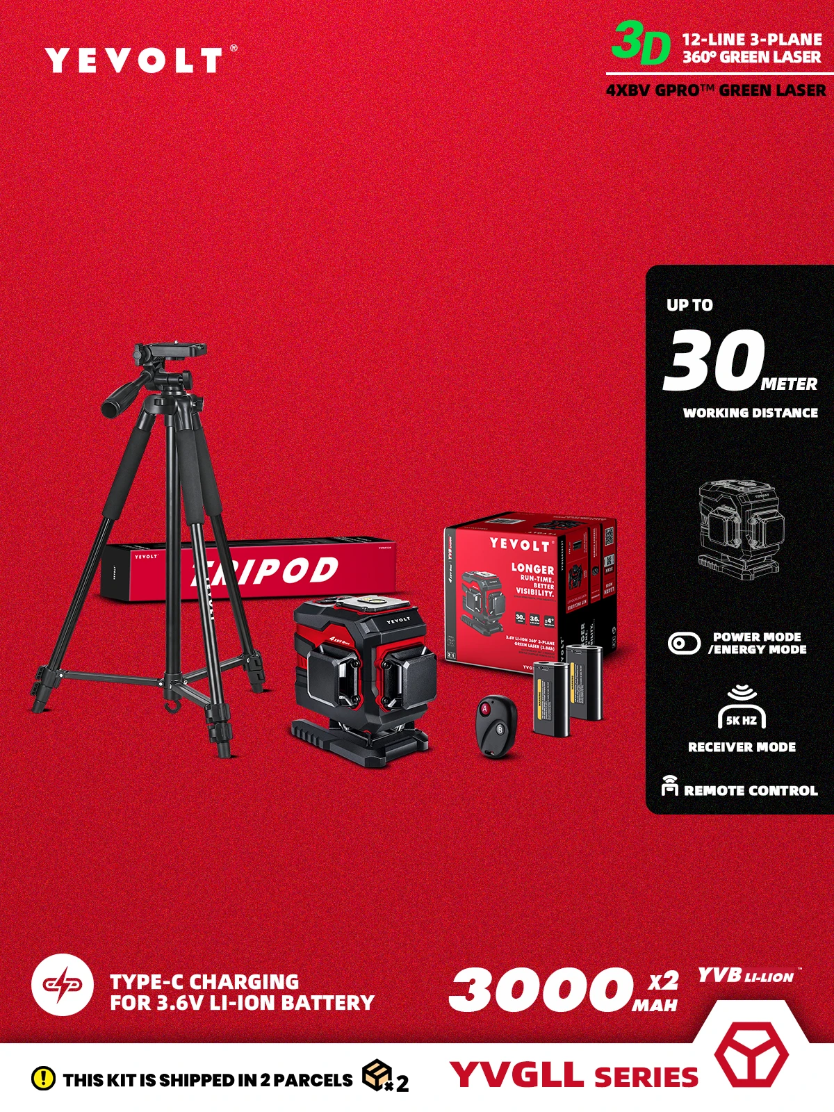 YEVOLT TP-YVGLL4XS12TDP 12-линейный зеленый лазерный уровень с наземным лазером, 1,5 м, штатив 3D, аккумулятор 3000 мАч, 2 самовыравнивающихся измерительных инструмента 360
YEVOLT TP-YVGLL4XS12TDP 12-линейный зеленый лазерный уровень с наземным лазером, 1,5 м, штатив 3D, аккумулятор 3000 мАч, 2 самовыравнивающихся измерительных инструмента 360