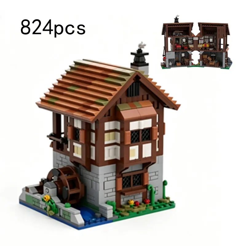 MOC 824PCS Medieval Village Watermill Building Castle Small Particle Assembly Block Wooden House Structure Toy
MOC 824PCS Medieval Village Watermill Building Castle Small Particle Assembly Block Wooden House Structure Toy
