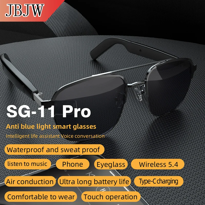 JBJW SG11PRO новые музыкальные очки Bluetooth 5,4 воздушная проводимость HD звук наушники устойчивые к ультрафиолетовому излучению очки с сенсорным управлением для путешественников
JBJW SG11PRO новые музыкальные очки Bluetooth 5,4 воздушная проводимость HD звук наушники устойчивые к ультрафиолетовому излучению очки с сенсорным управлением для путешественников