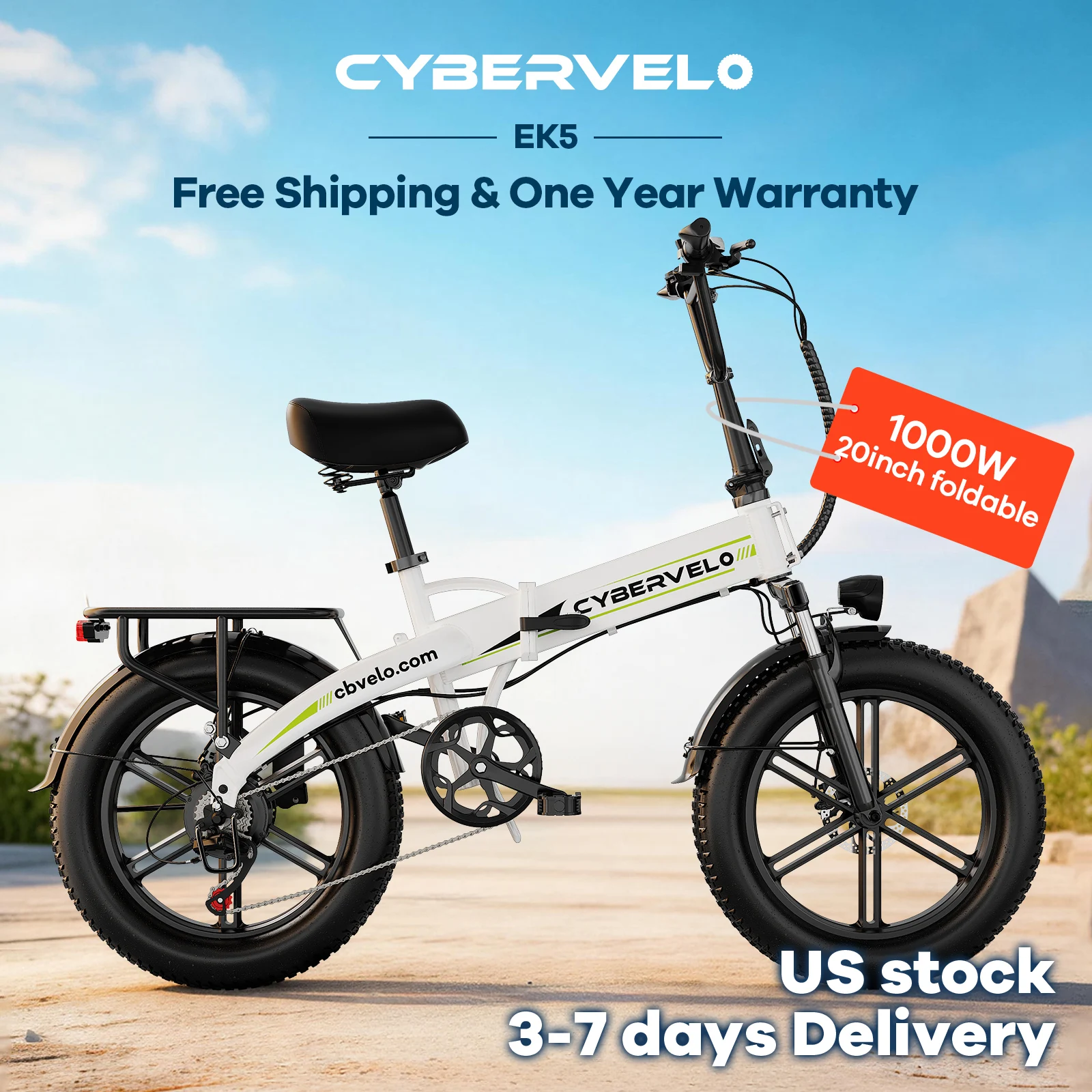 Электровелосипед Cybervelo 1000W для взрослых, со съемной батареей, скорость 45+ км/ч, складной, запас хода до 130 км, с широкими шинами, модель EK5
Электровелосипед Cybervelo 1000W для взрослых, со съемной батареей, скорость 45+ км/ч, складной, запас хода до 130 км, с широкими шинами, модель EK5