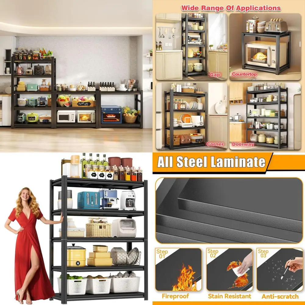 Регулируемый металлический 5-уровневый стеллаж емкостью 2000 фунтов, съемные полки для домашнего хранения в кухне, стиле и кладовой
Регулируемый металлический 5-уровневый стеллаж емкостью 2000 фунтов, съемные полки для домашнего хранения в кухне, стиле и кладовой