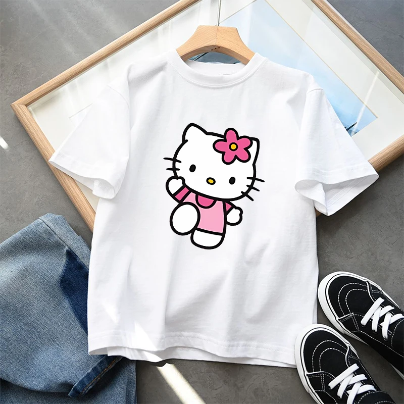 Sanrio детская футболка с короткими рукавами для девочек, топы с принтом «Hello Kitty», милая кавайная летняя повседневная футболка, детские подарки на день рождения
Sanrio детская футболка с короткими рукавами для девочек, топы с принтом «Hello Kitty», милая кавайная летняя повседневная футболка, детские подарки на день рождения