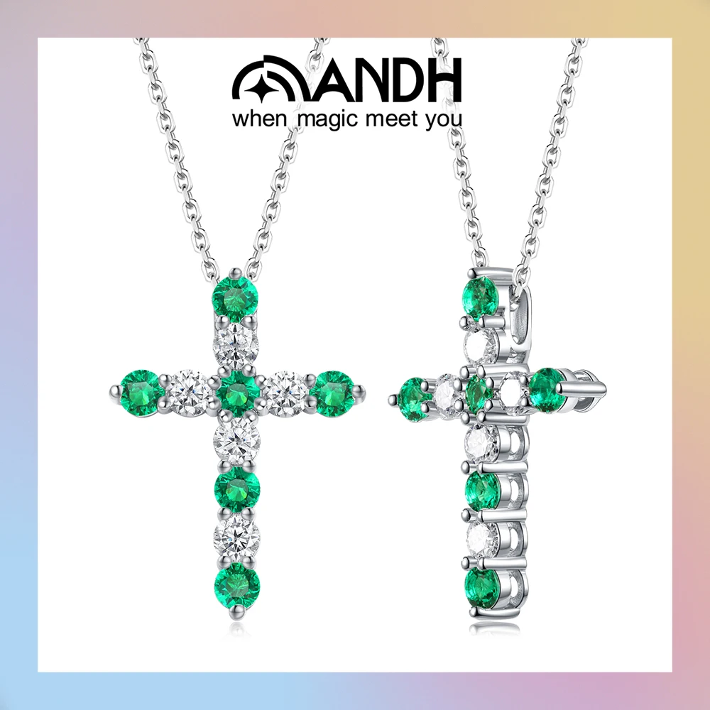 ANDH Emerald Moissanite Cross Pendant Necklace for Man Women 925 Sterling Silver Inlaid Lab-Grown Gemstones Sapphire Necklaces
ANDH Emerald Moissanite Cross Pendant Necklace for Man Women 925 Sterling Silver Inlaid Lab-Grown Gemstones Sapphire Necklaces