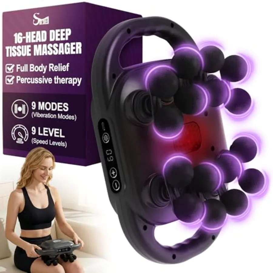 16 Head Percussion Massage Gun Deep Tissue 2600mAh Battery with 16 Heads, 9 Modes, 9 Intensities and Red Light Heat Therapy for
16 Head Percussion Massage Gun Deep Tissue 2600mAh Battery with 16 Heads, 9 Modes, 9 Intensities and Red Light Heat Therapy for