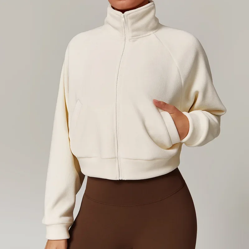Winter Stand Up Yoga Clothes Warm Jacket Women's Long Sleeved Running Windproof Top With Fleece Sports and Fitness Jacket
Winter Stand Up Yoga Clothes Warm Jacket Women's Long Sleeved Running Windproof Top With Fleece Sports and Fitness Jacket