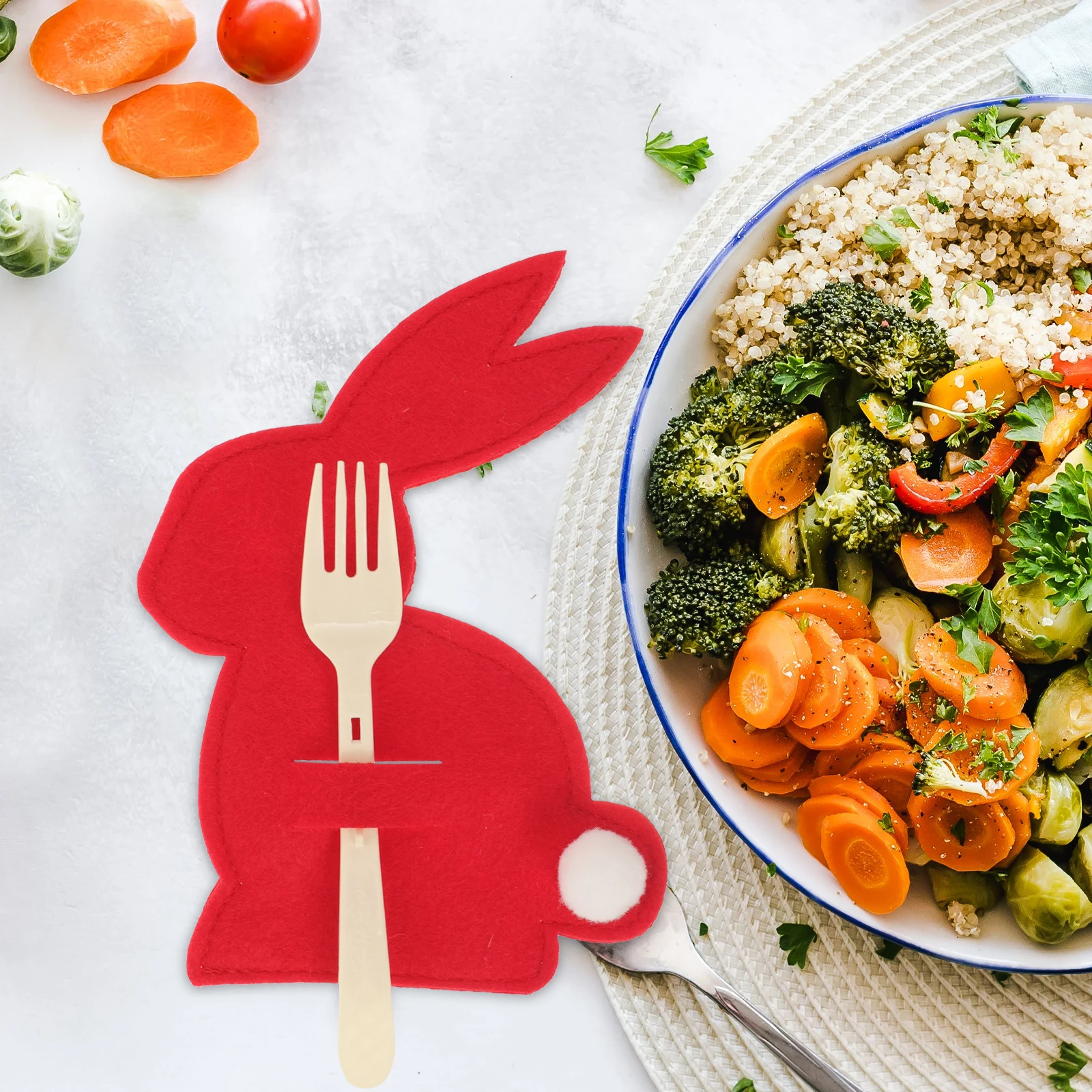 4Pcs Easter Tableware Bag Rabbit Shape Cutlery Holder Fork Spoon Pouch Party Use Easter Tableware Bag Fork Cutter Pouches