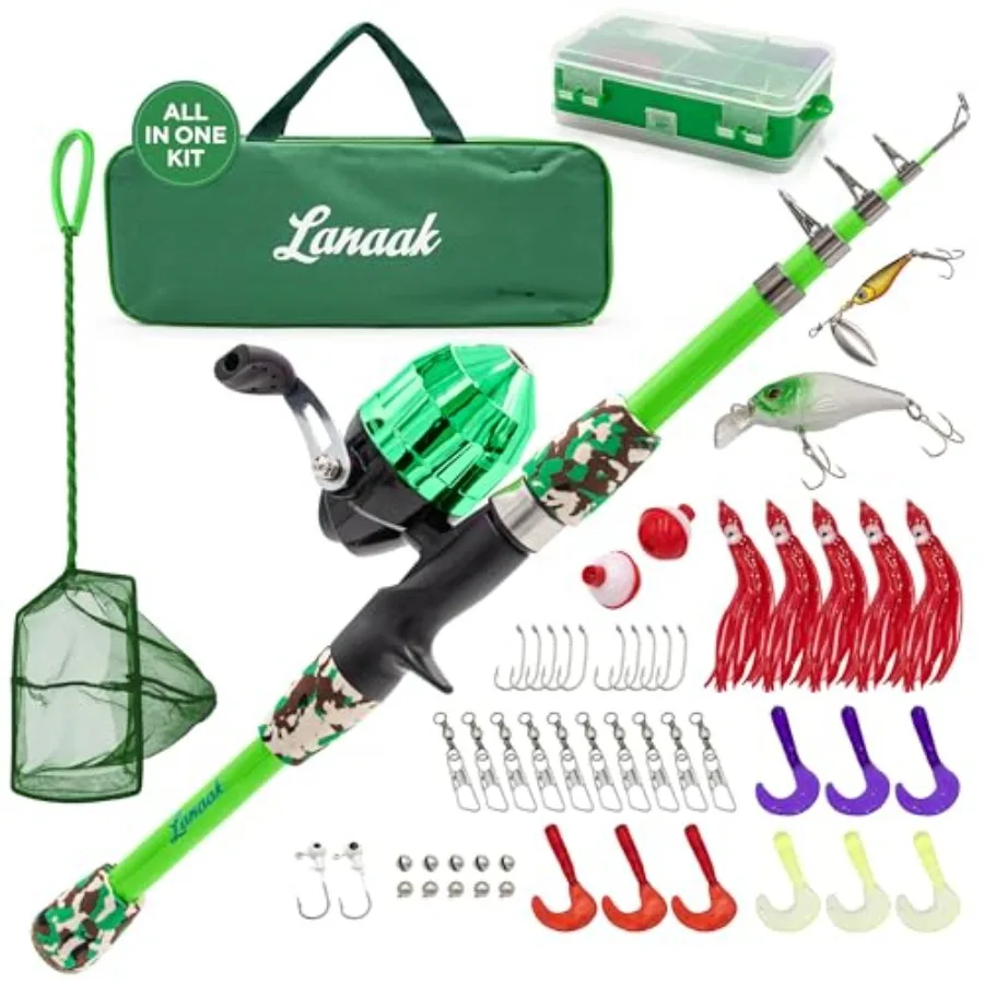 Fishing Pole, Portable Telescopic Fishing Rod Set, Tackle Box and Fishing Net Combo Kit, Fishing Gear for Boys and Girls Age 5-
Fishing Pole, Portable Telescopic Fishing Rod Set, Tackle Box and Fishing Net Combo Kit, Fishing Gear for Boys and Girls Age 5-