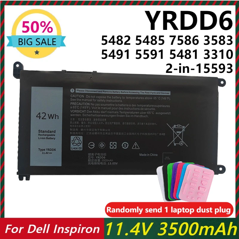 YRDD6 1VX1H Laptop Battery for Dell Inspiron 5485 5482 5491 3310 2-in-1 3493 3593 3793 5493 5585 5480 5590 5593 3584 Vostro 3491
YRDD6 1VX1H Laptop Battery for Dell Inspiron 5485 5482 5491 3310 2-in-1 3493 3593 3793 5493 5585 5480 5590 5593 3584 Vostro 3491
