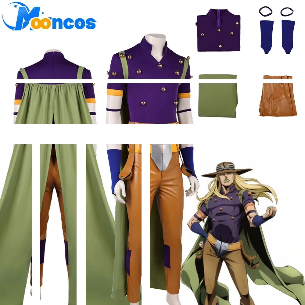 Gyro Zeppdli Cosplay Costume Men Fantasy Top Pants Cloak Armband Steel Ball Roleplay Clothing Male Halloween Carnival Party Suit
Gyro Zeppdli Cosplay Costume Men Fantasy Top Pants Cloak Armband Steel Ball Roleplay Clothing Male Halloween Carnival Party Suit