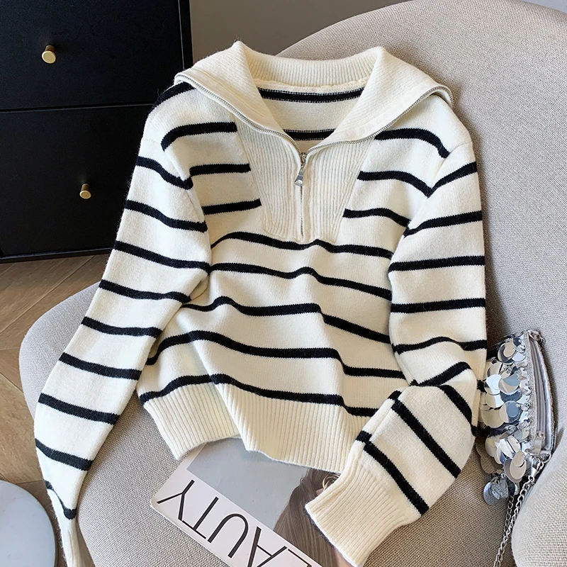 YuooMuoo Women Sweaters 2024 Autumn Winter Casual Zipper Fly Hoodies Pullover Tops Streetwear Korean Striped Knitted Lady Shirts
YuooMuoo Women Sweaters 2024 Autumn Winter Casual Zipper Fly Hoodies Pullover Tops Streetwear Korean Striped Knitted Lady Shirts