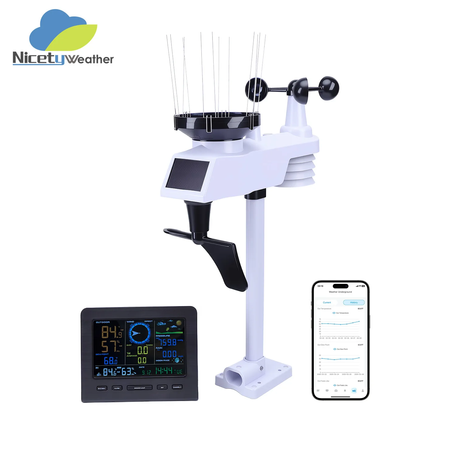 Wireless Weather Station With WiFi Household Temperature And Humidity/wind Speed/rainfall Monitoring Weather Forecast Equipment
Wireless Weather Station With WiFi Household Temperature And Humidity/wind Speed/rainfall Monitoring Weather Forecast Equipment