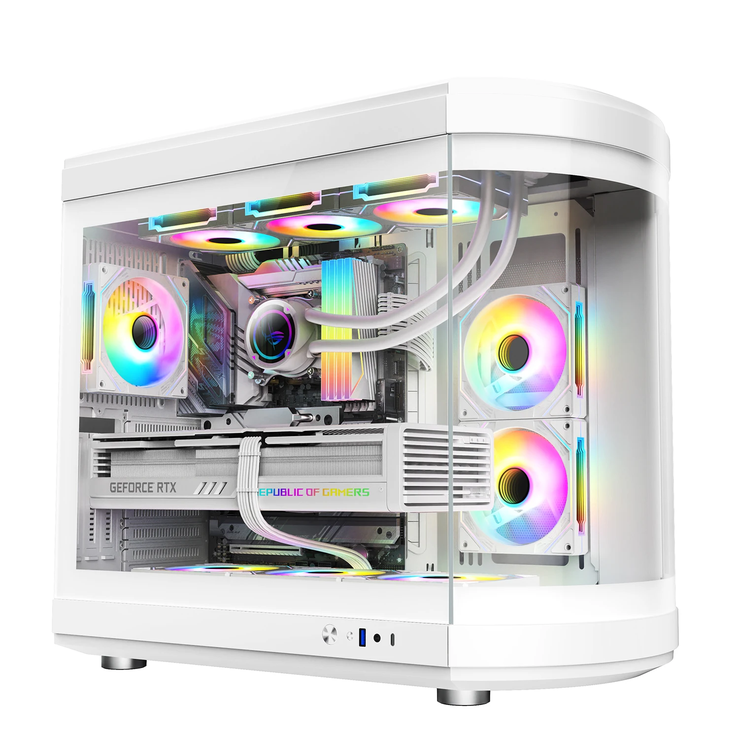 White Gamer Computer Cases Wholesale Factory Price OEM ODM Desktop Computer Cases Gaming Pc Case & Towers Full View Curve Glass
White Gamer Computer Cases Wholesale Factory Price OEM ODM Desktop Computer Cases Gaming Pc Case & Towers Full View Curve Glass
