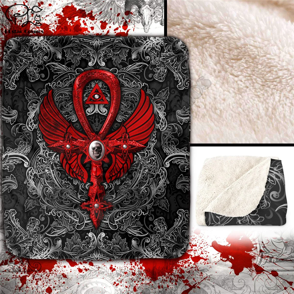 Goth Throw Fleece Blanket, Gothic Home Decor, Alternative Art Gift - Ankh Cross, Dark Black & Red 3D Printed Soft Plush Blanket
Goth Throw Fleece Blanket, Gothic Home Decor, Alternative Art Gift - Ankh Cross, Dark Black & Red 3D Printed Soft Plush Blanket
